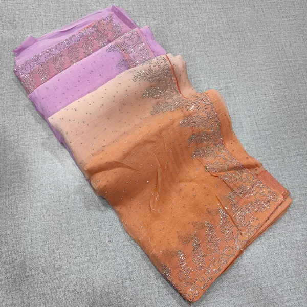 Premium Space Silk Double Colour Stone work saree | SR66